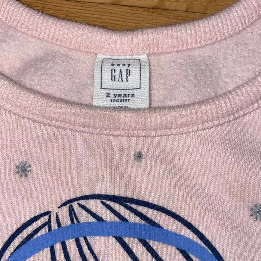 Gap Baby Girls Pink Winter Girl Graphic Tulle Hem Sweatshirt 12-18M